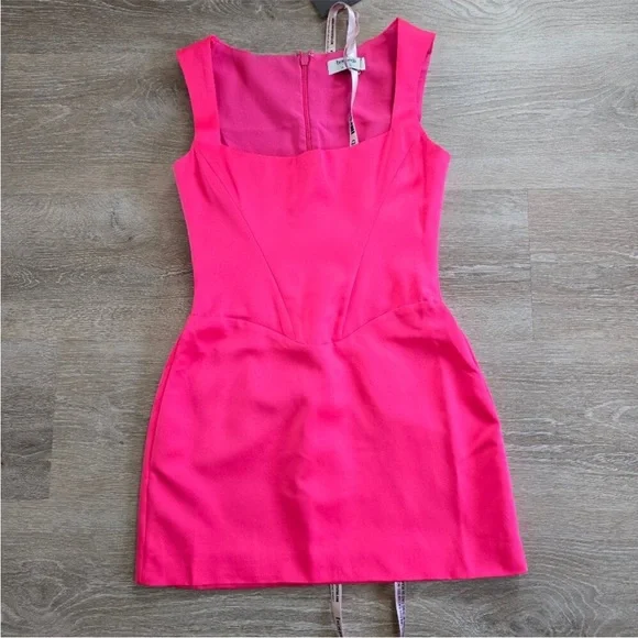 NWT House Of CB Enya Corset Mini Dress Fuschia Hot Pink Satin Corset Medium Neon - Picture 4 of 6
